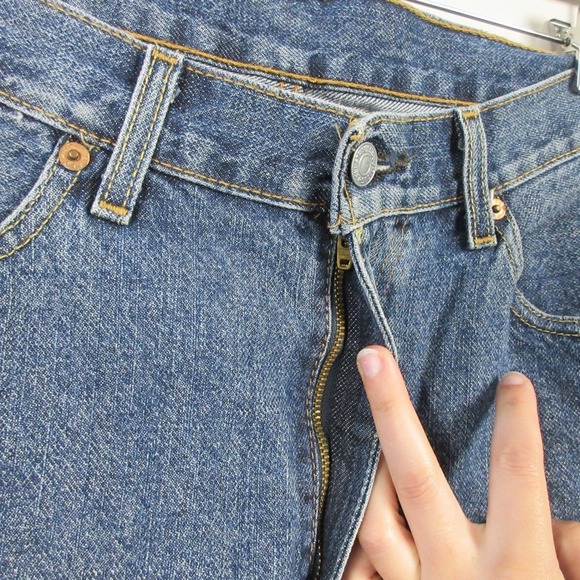 Levi's 505 Denim Jean Shorts Blue Classic Fit 34 Men 100% Cotton Casual 500 - Picture 10 of 12